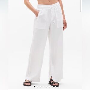 Athleta White Wide Leg Linen Pants